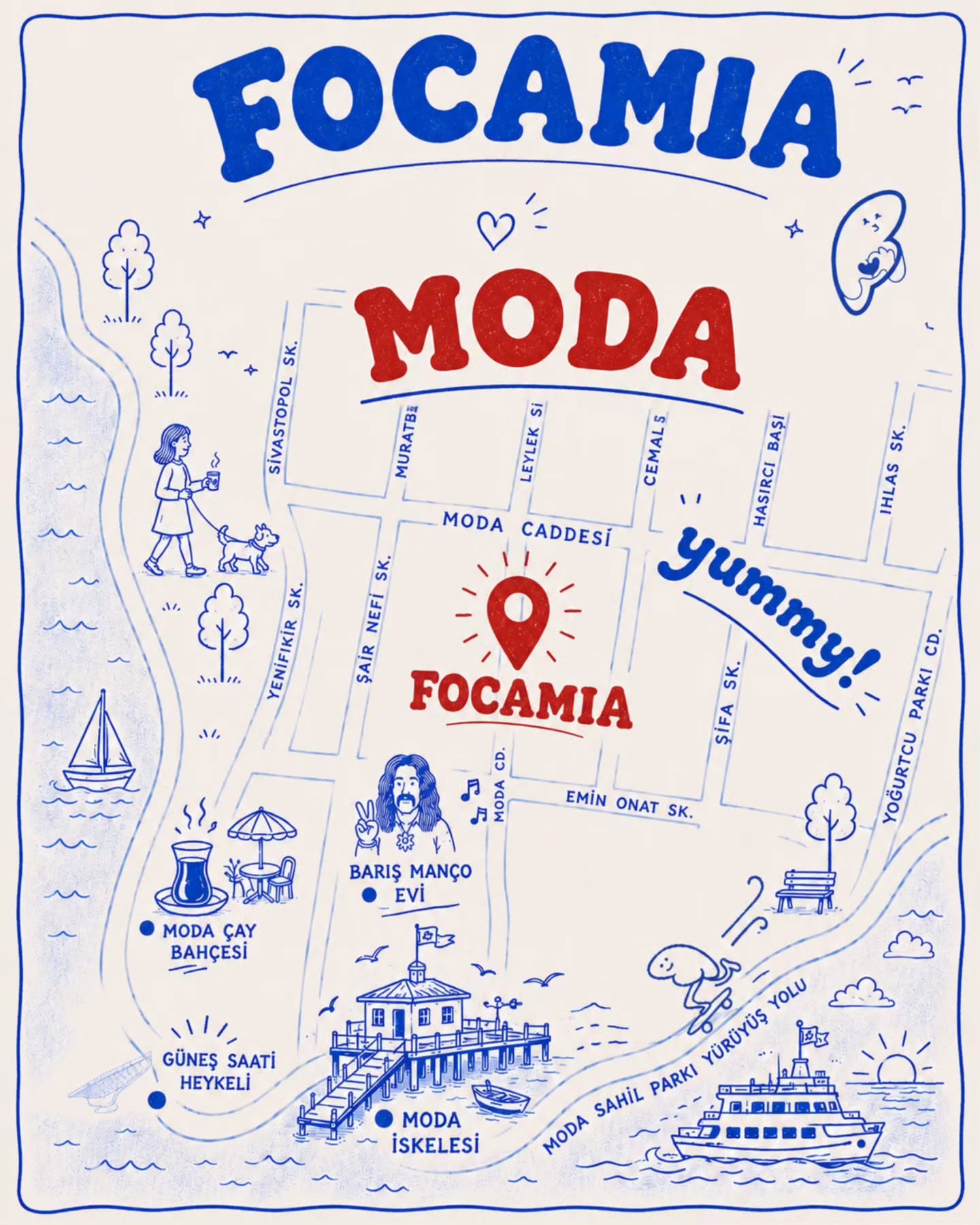 Focamia el çizimi mahalle haritası